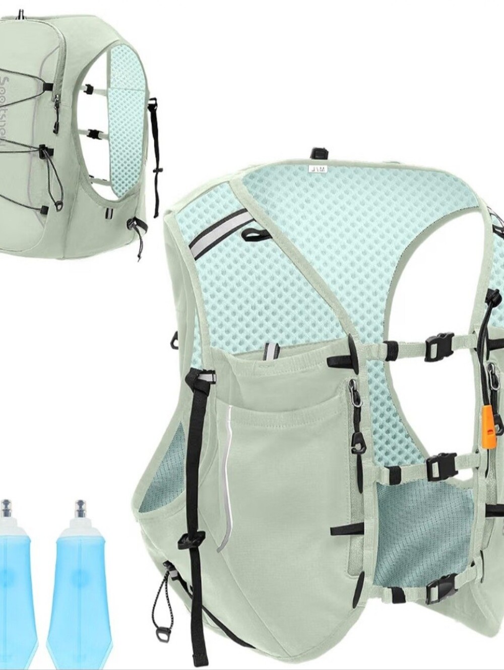 Sportsnew 10L Hydration Running Vest Backpack M/L Green NWT + 2 Soft Flasks